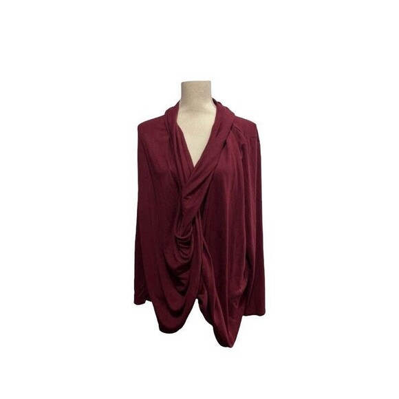 Pure Jill Womens Bordeaux Cardigan Sweater Sz Large Multi-Way Wrap Burgundy - Picture 2 of 8